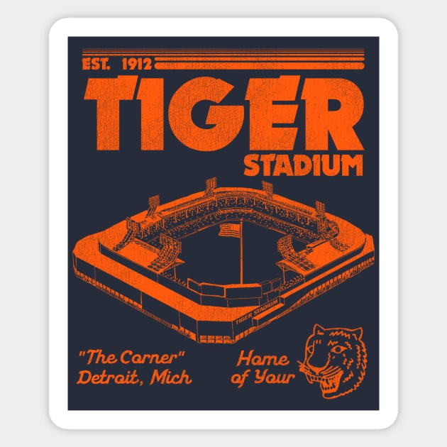 Defunct Tiger Stadium Detroit Michigan Sticker by Defunctland